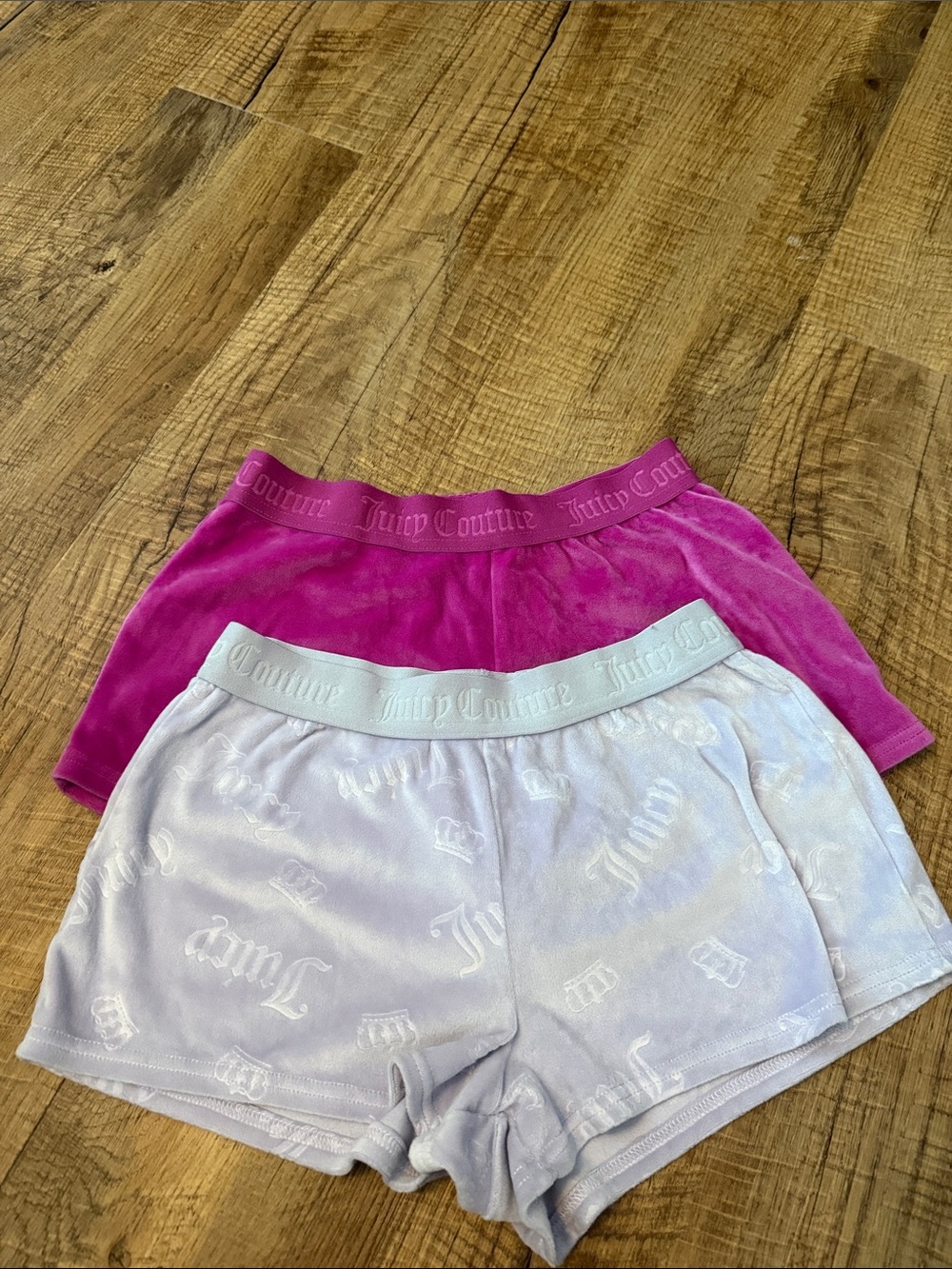 Juicy Couture womenβs Velour Shorts - Hot Pink & Light Lavender